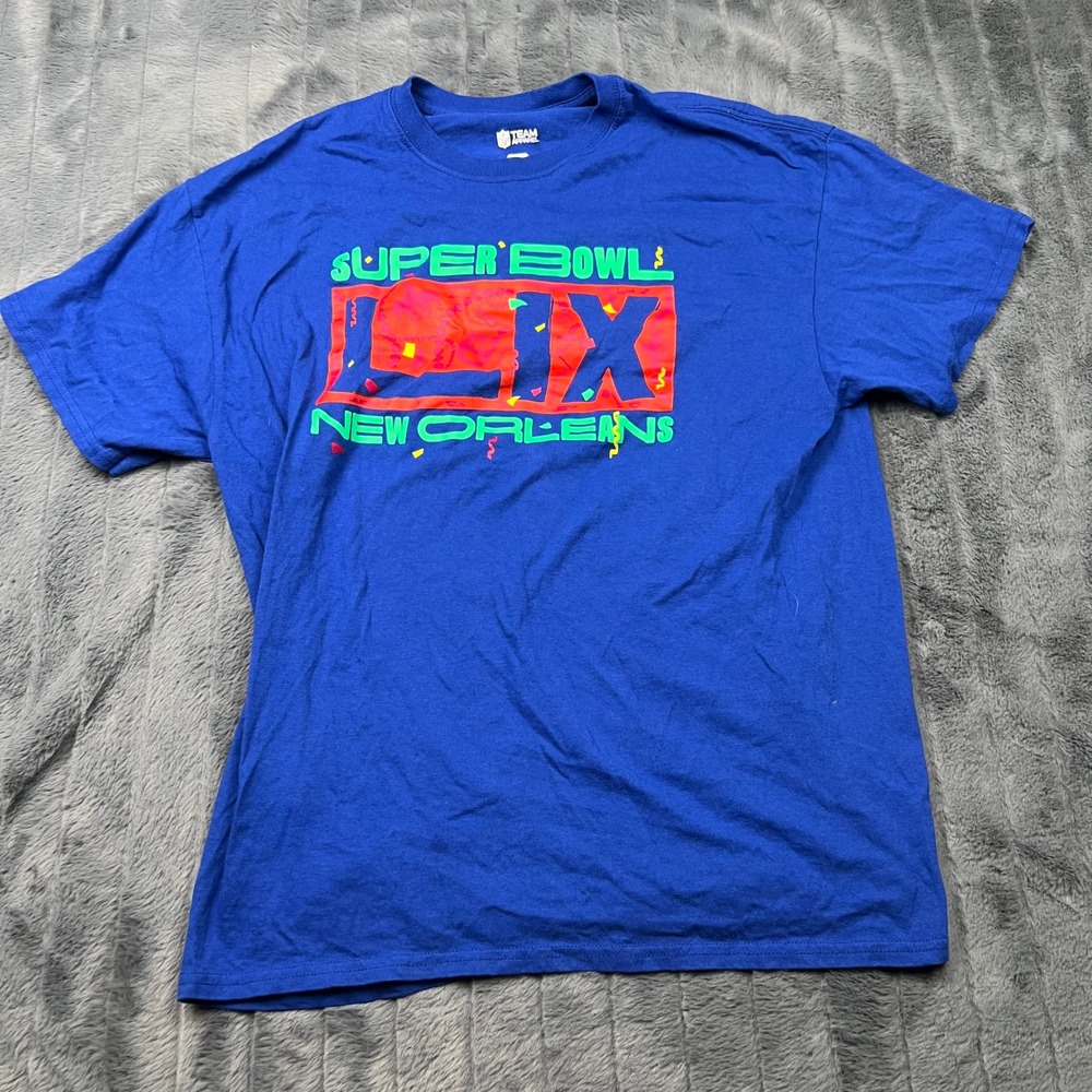 NFL Team Apparel Super Bowl LIX New Orleans Blue Graphic T-Shirt Mens XL 14468